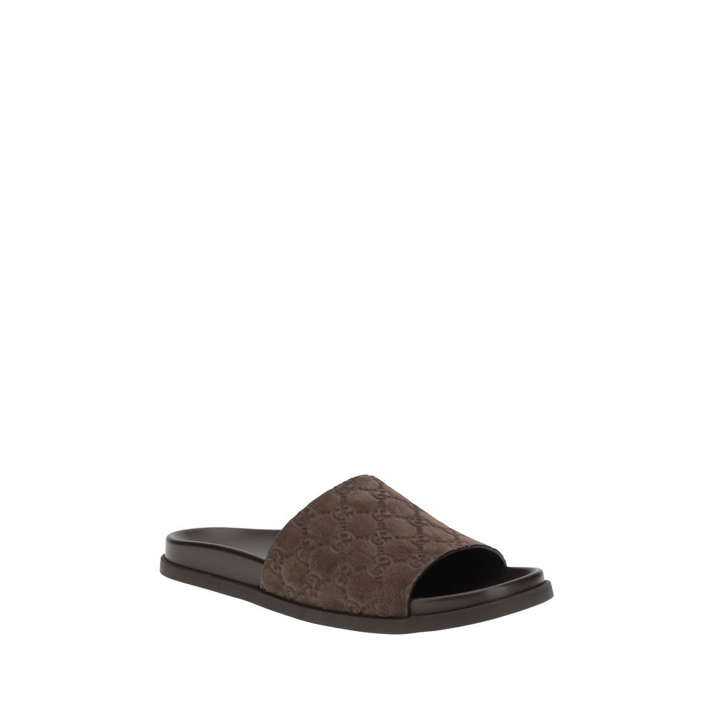 Gucci Brown Calf Leather Bos Taurus Flat Sandals