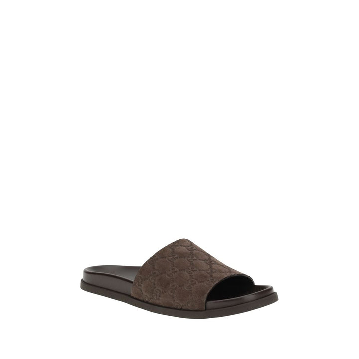 Gucci Brown Calf Leather Bos Taurus Flat Sandals