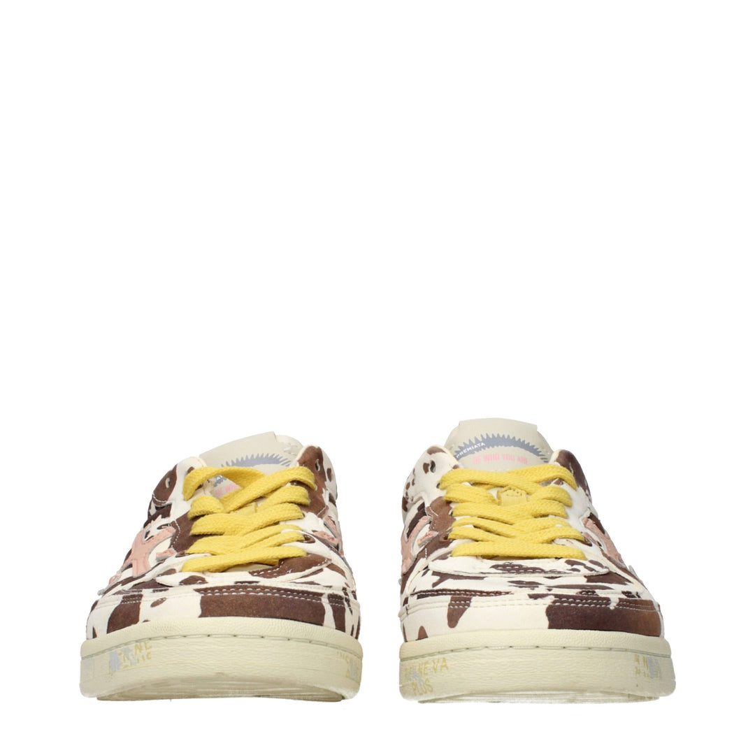 Premiata Beige Leather Low Top Sneakers