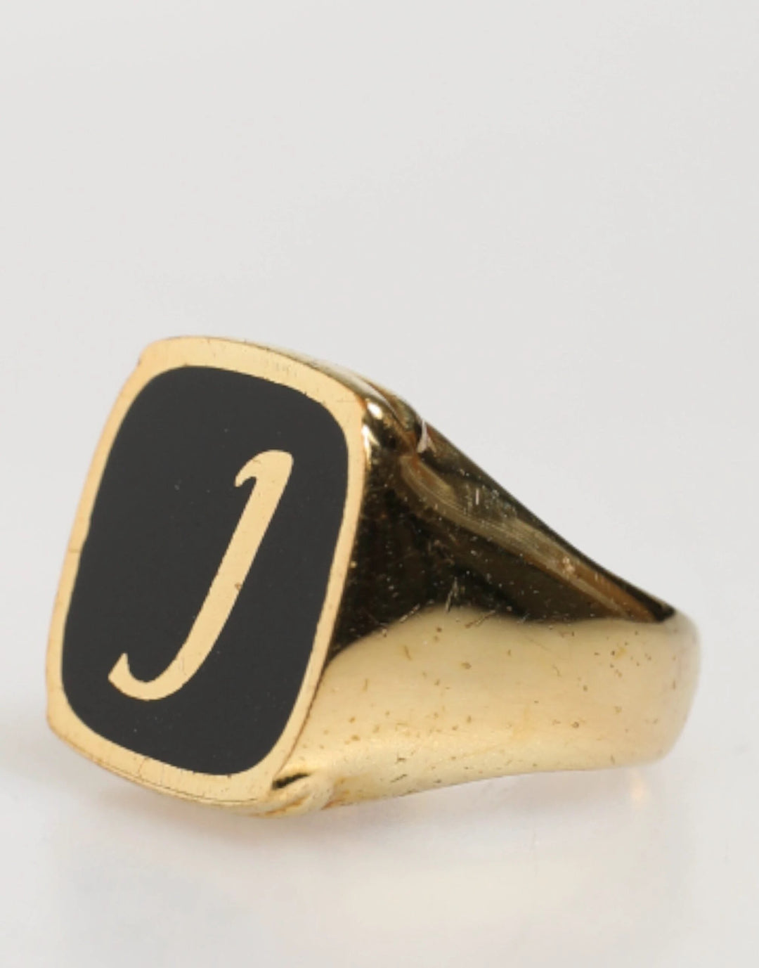 Dolce &amp; Gabbana Gold-Tone Real Brass Black Enamel "J" Adjustable Rings by Dolce &amp; Gabbana outlet now on sale