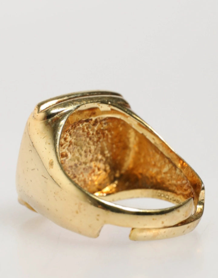 Dolce &amp; Gabbana Gold-Tone Real Brass Black Enamel "J" Adjustable Rings by Dolce &amp; Gabbana outlet now on sale