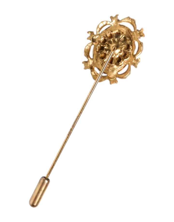 Dolce &amp; Gabbana Gold Tone Green Stone Antique Men Accessory Brooch Pin by Dolce &amp; Gabbana outlet now on sale