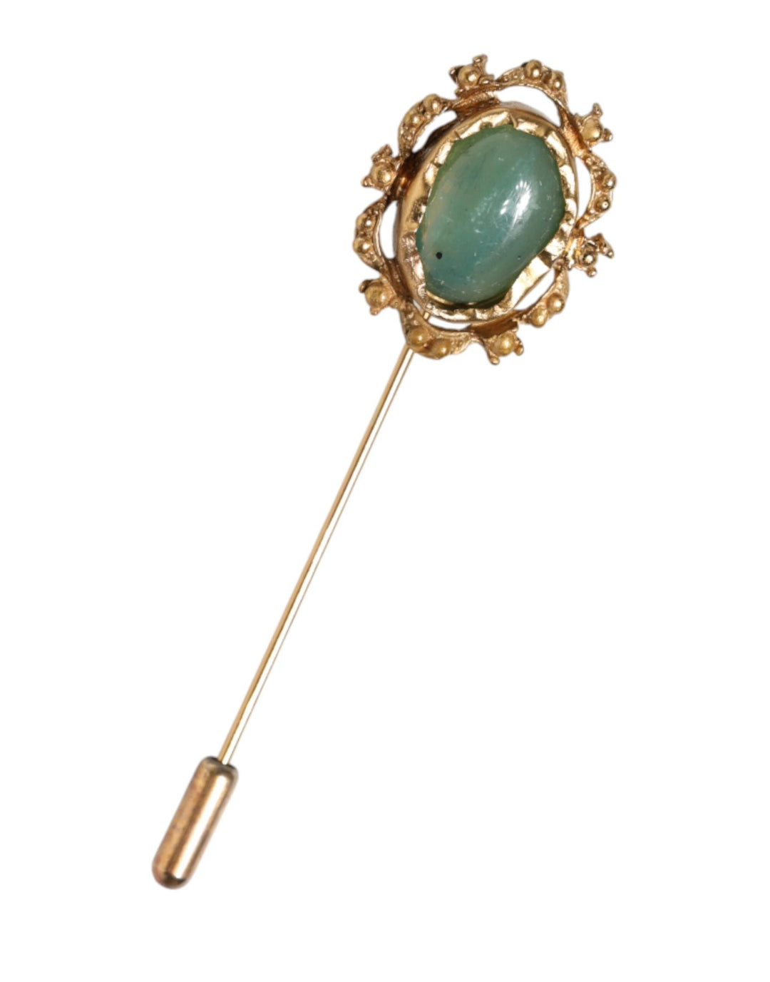 Dolce &amp; Gabbana Gold Tone Green Stone Antique Men Accessory Brooch Pin by Dolce &amp; Gabbana outlet now on sale