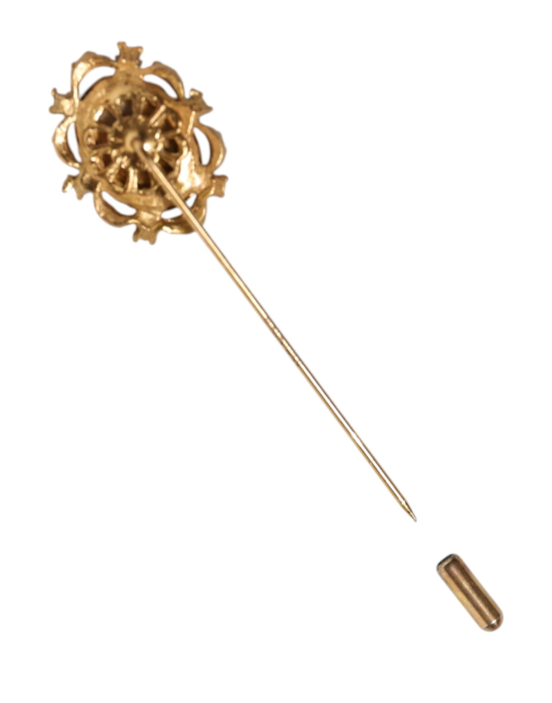 Dolce &amp; Gabbana Gold Tone Green Stone Antique Men Accessory Brooch Pin by Dolce &amp; Gabbana outlet now on sale