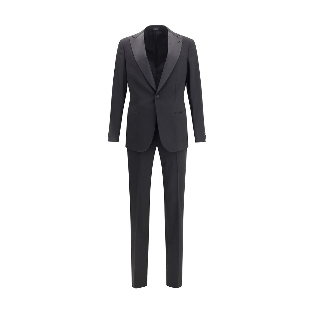 Giorgio Armani Black Fleece Wool Tuxedo by Giorgio Armani outlet now on sale