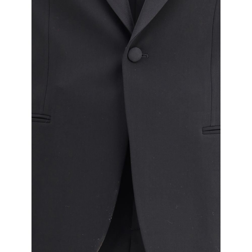 Giorgio Armani Black Fleece Wool Tuxedo by Giorgio Armani outlet now on sale