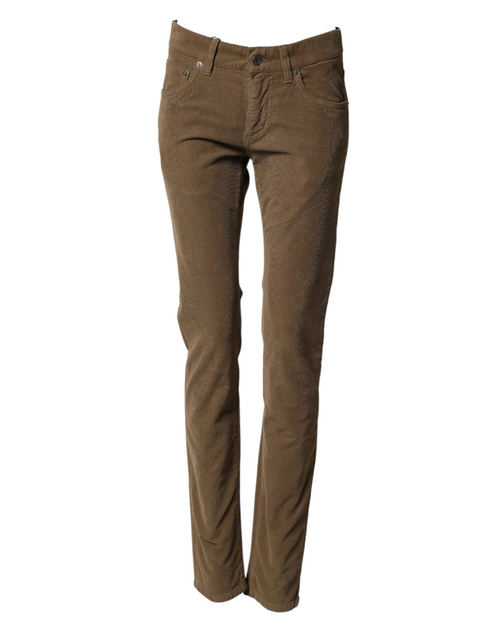 Dolce & Gabbana Brown Cotton Stretch Skinny Men Denim Jeans by Dolce & Gabbana outlet now on sale