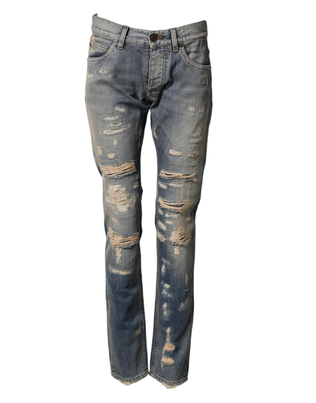 Dolce & Gabbana Blue Tattered Men Skinny Denim Trouser Jeans by Dolce & Gabbana outlet now on sale