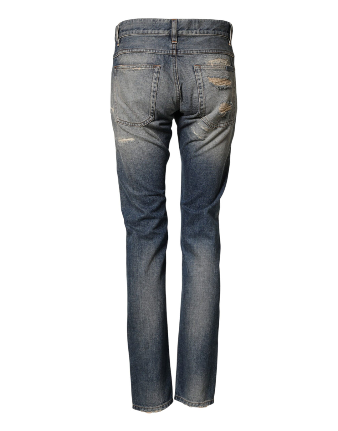 Dolce & Gabbana Blue Tattered Men Skinny Denim Trouser Jeans by Dolce & Gabbana outlet now on sale