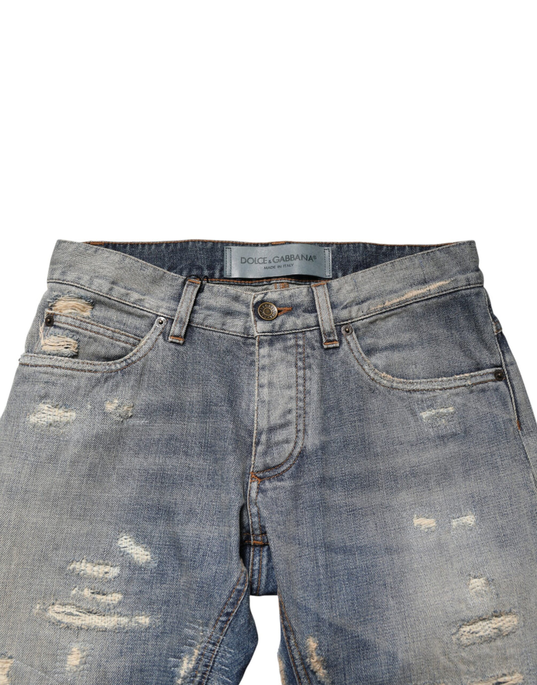 Dolce & Gabbana Blue Tattered Men Skinny Denim Trouser Jeans by Dolce & Gabbana outlet now on sale