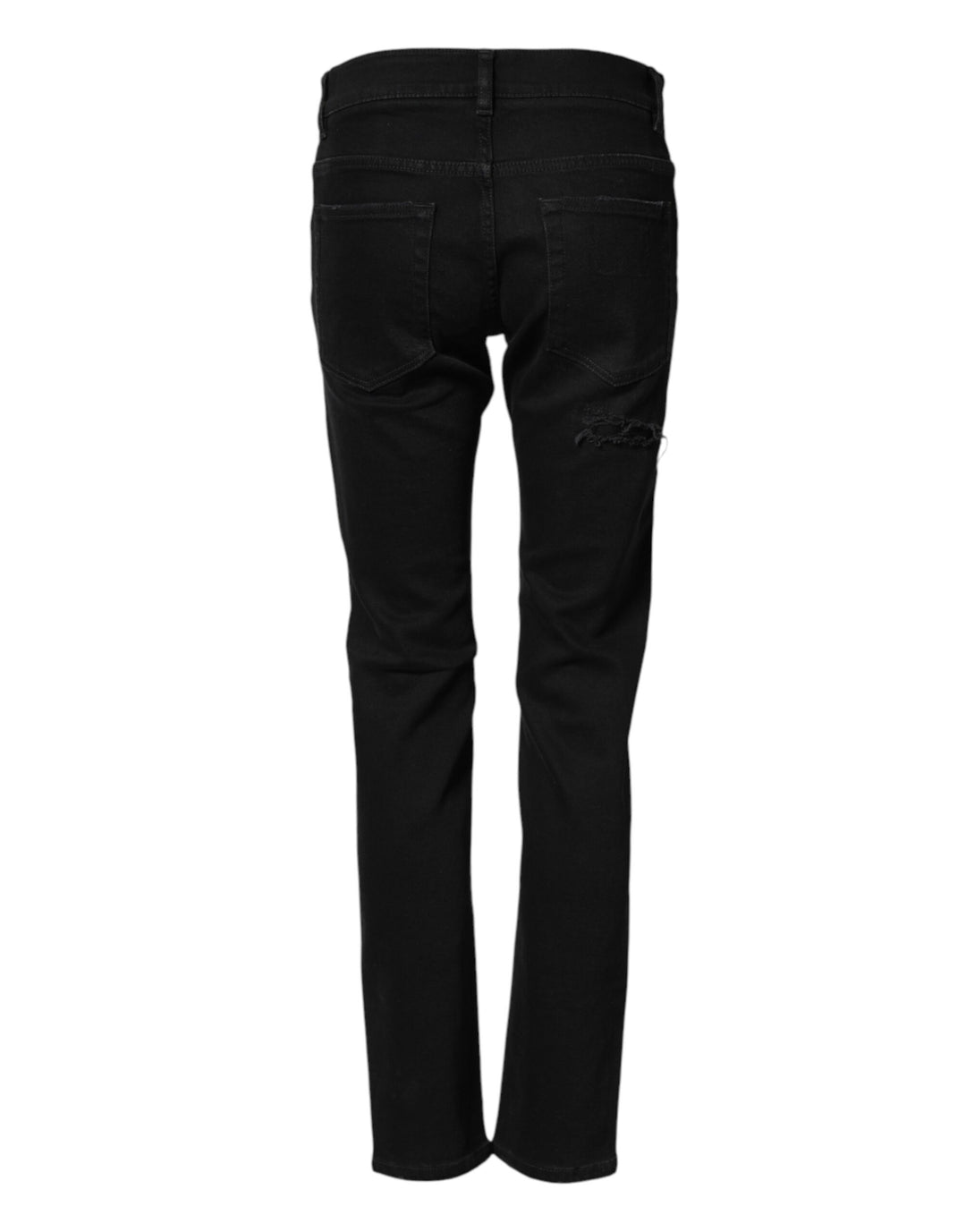 Dolce & Gabbana Black Tattered Cotton Men Skinny Denim Jeans by Dolce & Gabbana outlet now on sale