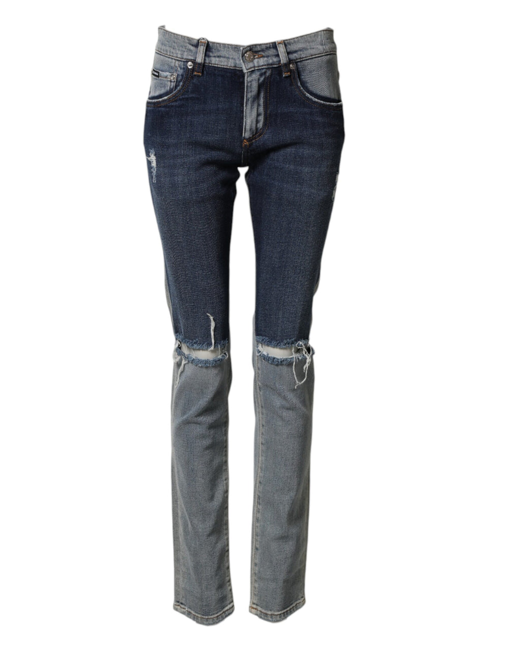 Dolce & Gabbana Blue Two Tone Cotton Men Skinny Denim Jeans by Dolce & Gabbana outlet now on sale