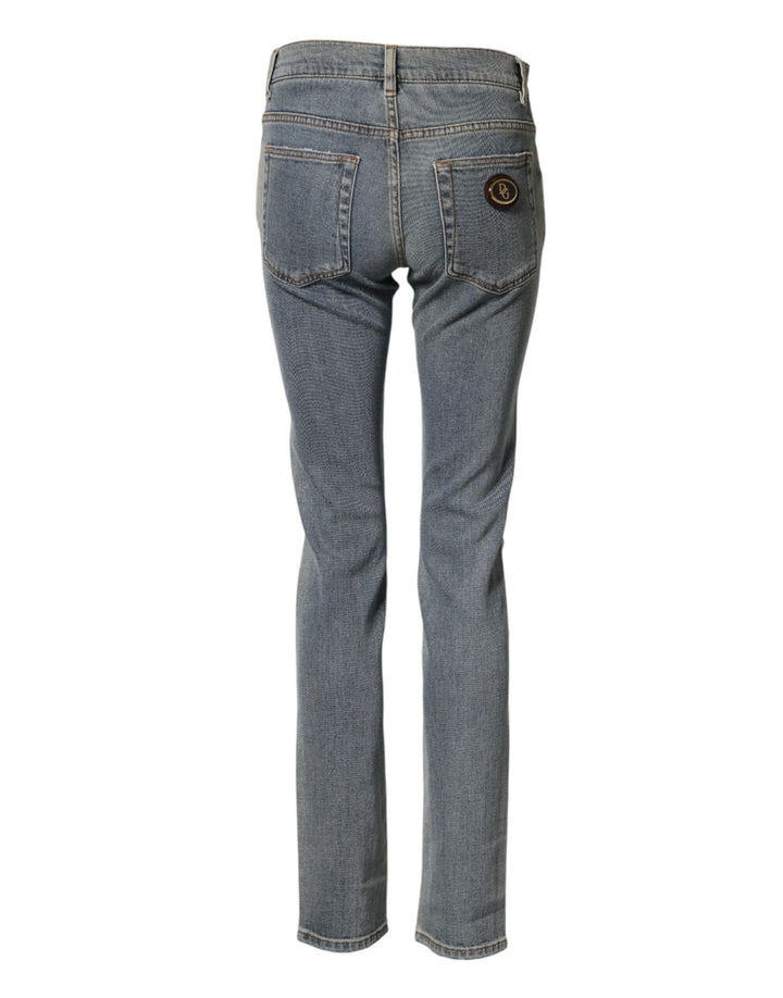 Dolce & Gabbana Blue Two Tone Cotton Men Skinny Denim Jeans by Dolce & Gabbana outlet now on sale