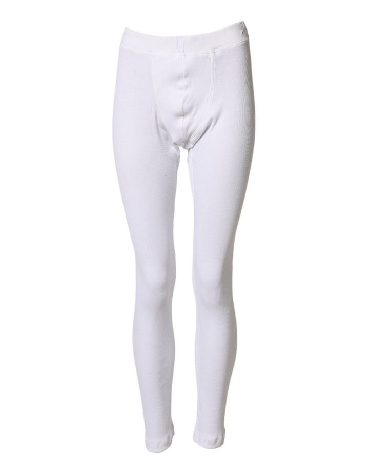 Dolce & Gabbana White Cotton Mid Waist Tights Leggings Pants by Dolce & Gabbana outlet now on sale