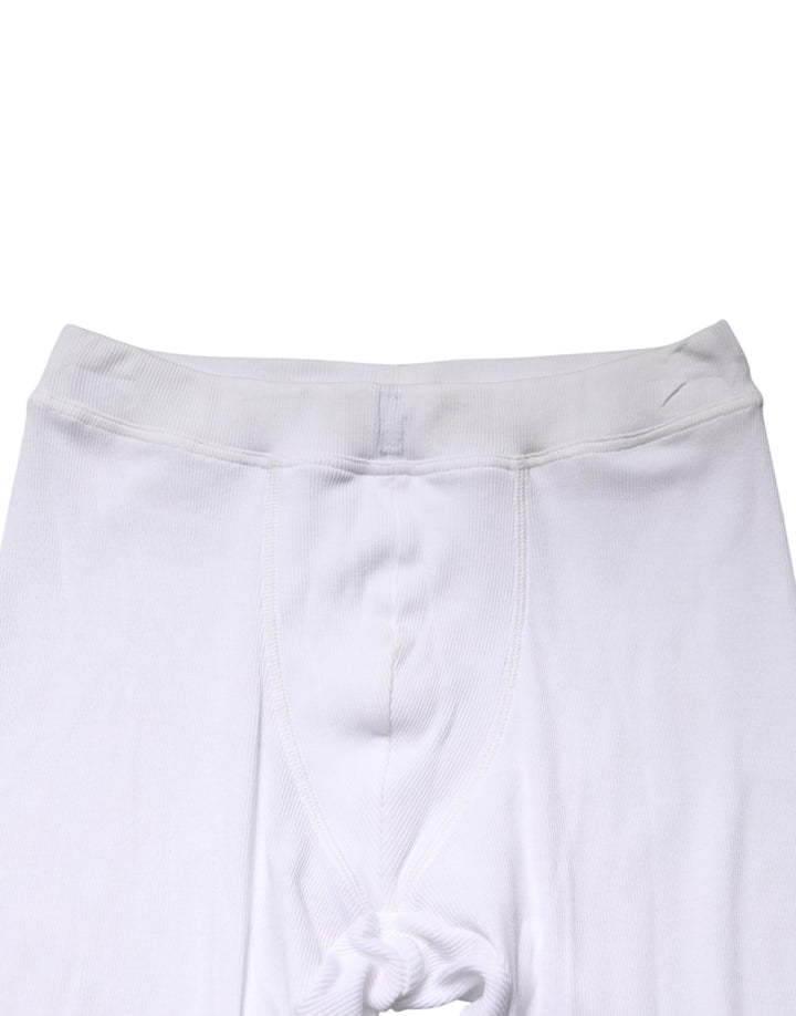 Dolce & Gabbana White Cotton Mid Waist Tights Leggings Pants by Dolce & Gabbana outlet now on sale