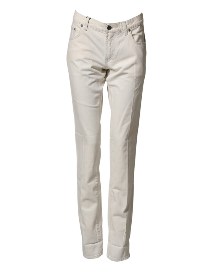Dolce & Gabbana White Cotton Skinny Denim Trouser Men Jeans by Dolce & Gabbana outlet now on sale