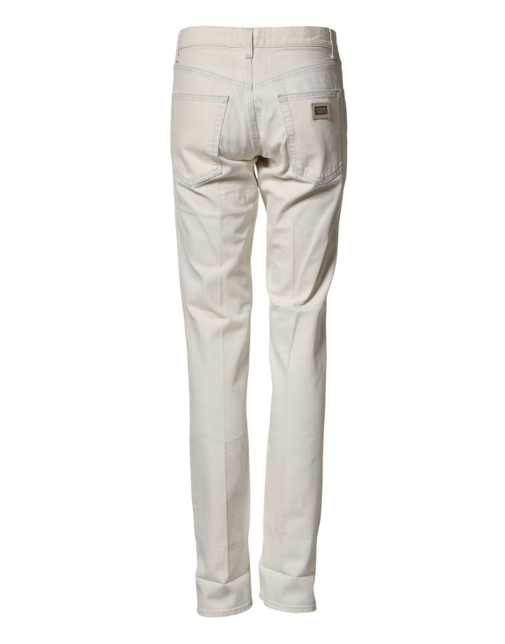 Dolce & Gabbana White Cotton Skinny Denim Trouser Men Jeans by Dolce & Gabbana outlet now on sale