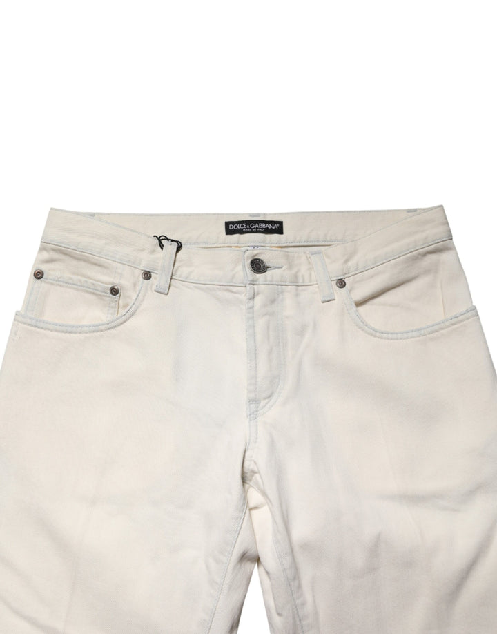 Dolce & Gabbana White Cotton Skinny Denim Trouser Men Jeans by Dolce & Gabbana outlet now on sale