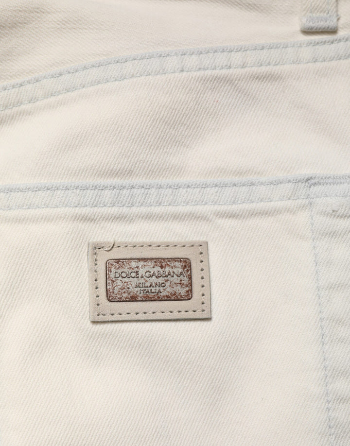 Dolce & Gabbana White Cotton Skinny Denim Trouser Men Jeans by Dolce & Gabbana outlet now on sale