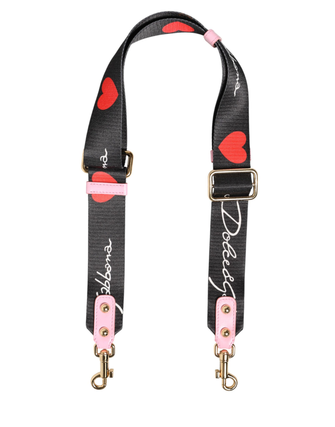 Dolce & Gabbana Strap Black Pink Canvas Heart Logo Bag Accessory Shoulder by Dolce & Gabbana outlet now on sale