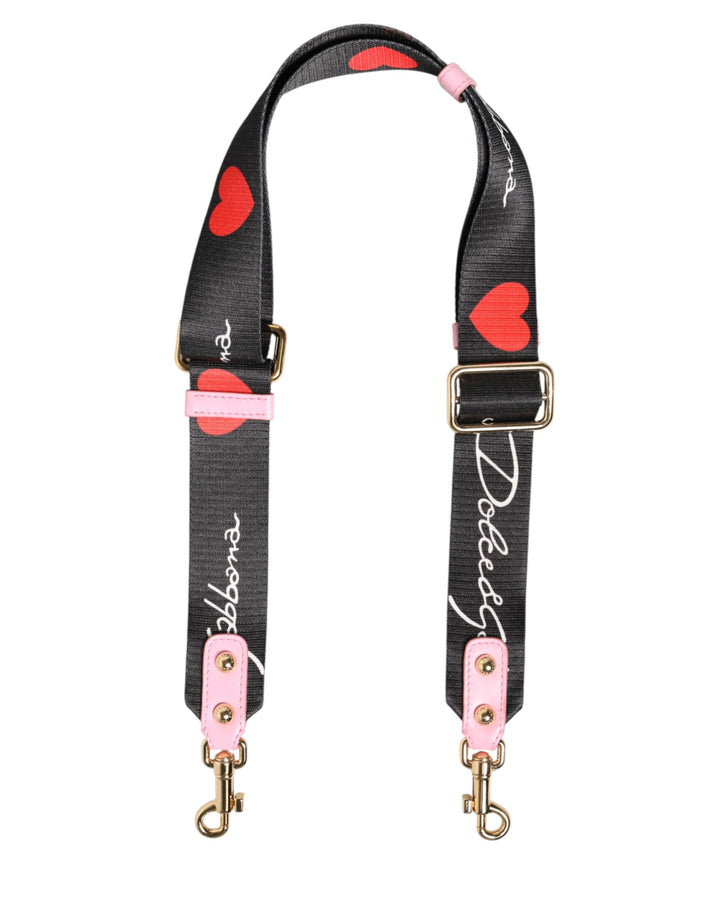 Dolce & Gabbana Strap Black Pink Canvas Heart Logo Bag Accessory Shoulder by Dolce & Gabbana outlet now on sale