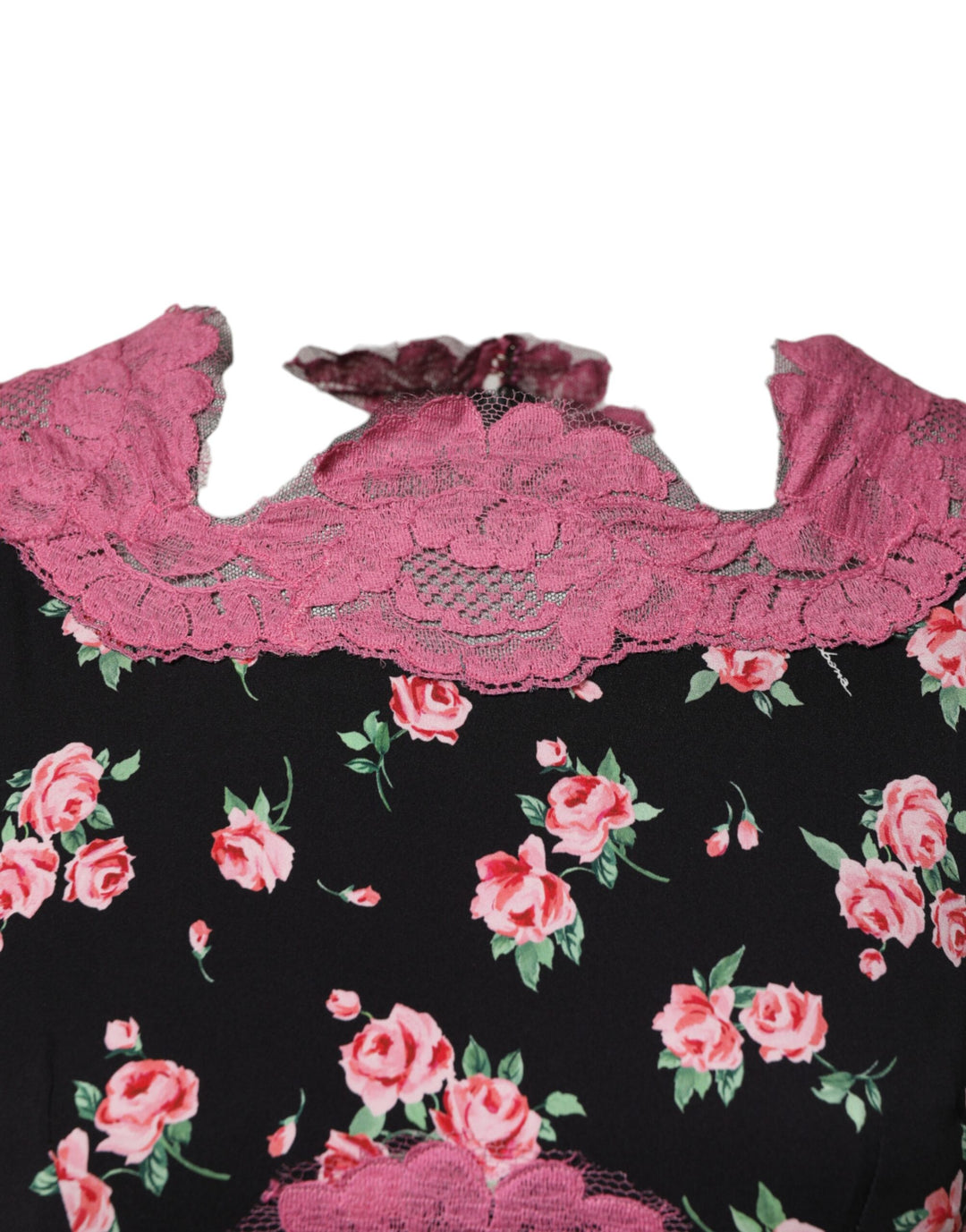 Dolce &amp; Gabbana Sample Sale Dolce &amp; Gabbana Black Pink Floral Lace Silk Sheath Dress - | Designer outlet