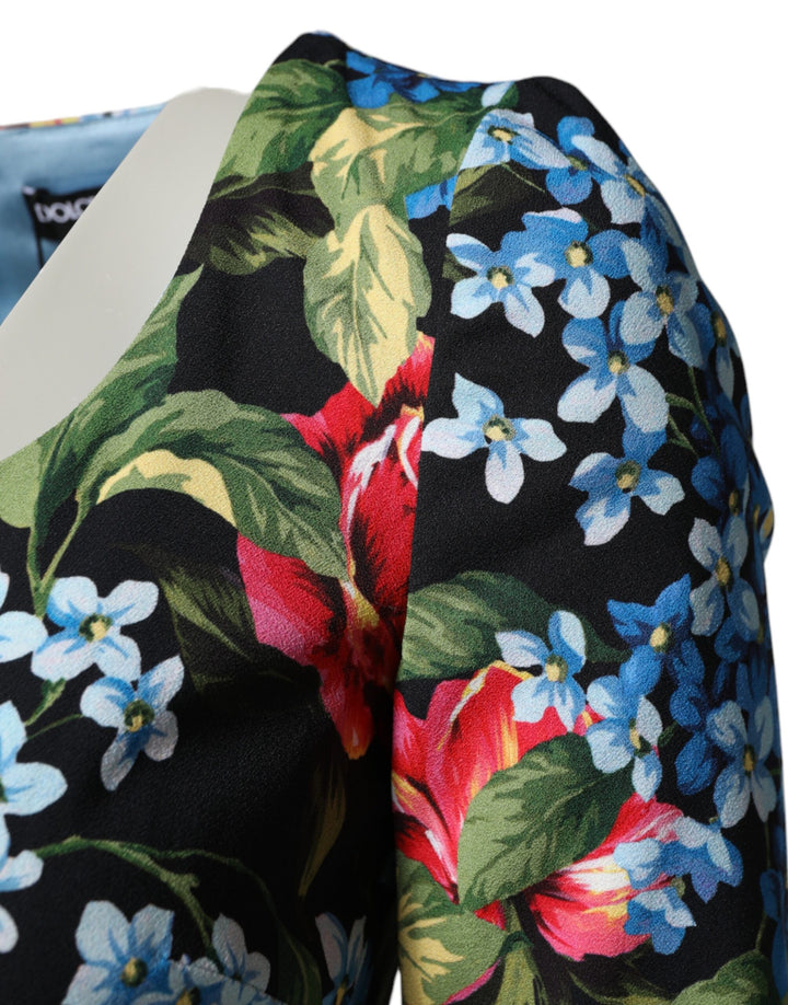 Dolce &amp; Gabbana Sample Sale Dolce &amp; Gabbana Black Floral Print Viscose Sheath Midi Dress - | Designer outlet