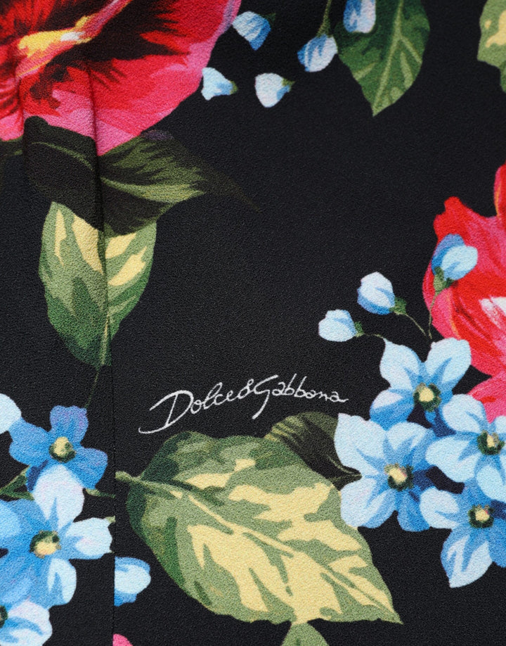 Dolce &amp; Gabbana Sample Sale Dolce &amp; Gabbana Black Floral Print Viscose Sheath Midi Dress - | Designer outlet