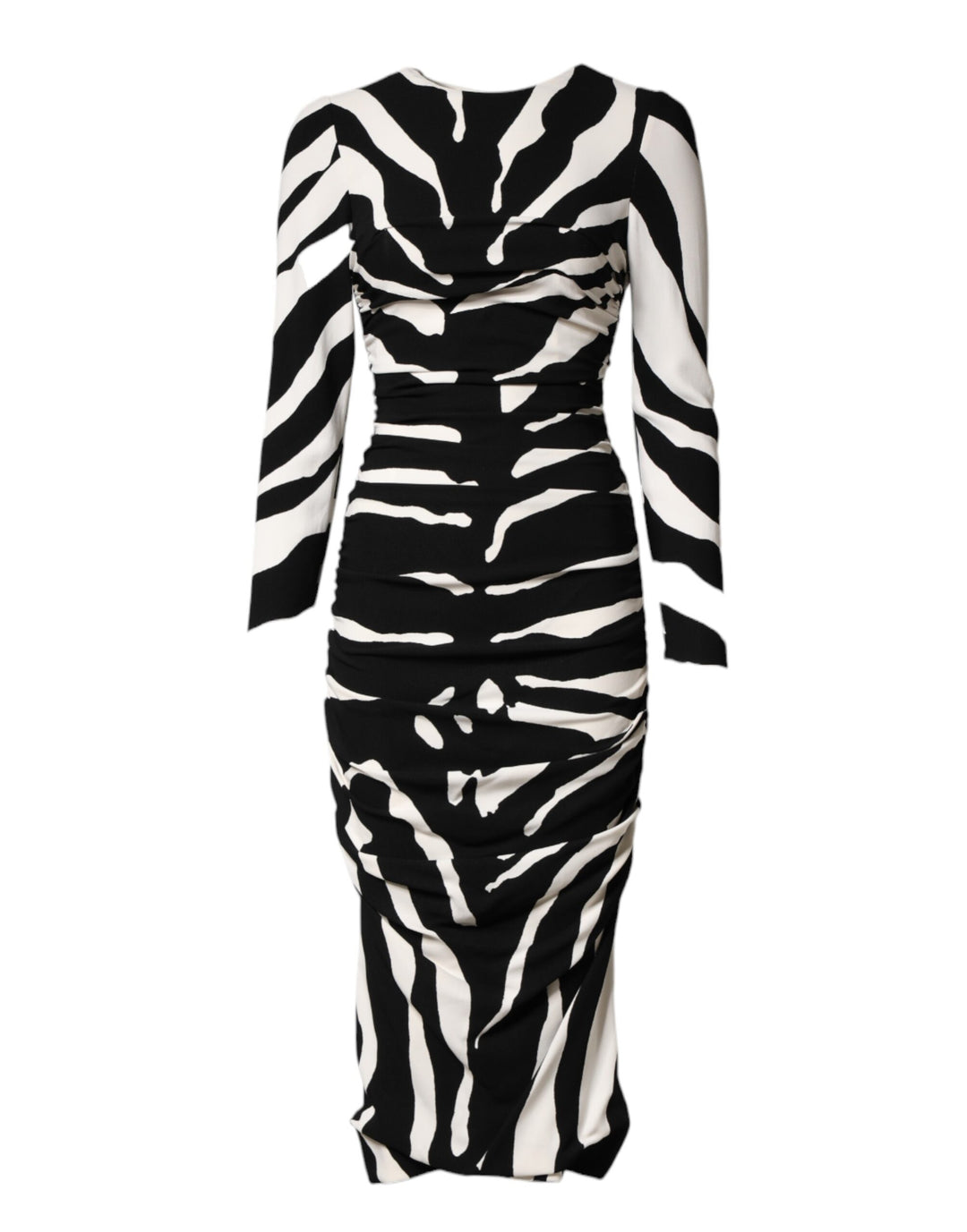 Dolce &amp; Gabbana Sample Sale Dolce &amp; Gabbana Black White Zebra Viscose Sheath Midi Dress - | Designer outlet