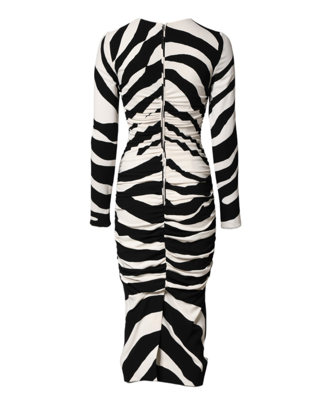 Dolce &amp; Gabbana Sample Sale Dolce &amp; Gabbana Black White Zebra Viscose Sheath Midi Dress - | Designer outlet