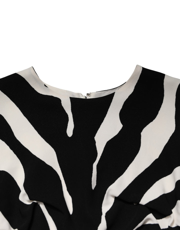 Dolce &amp; Gabbana Sample Sale Dolce &amp; Gabbana Black White Zebra Viscose Sheath Midi Dress - | Designer outlet