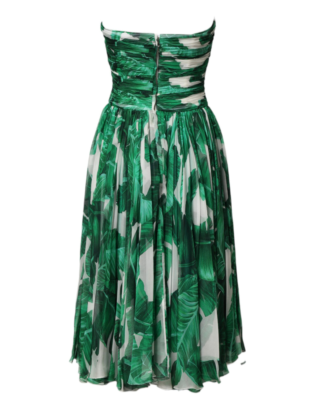green banana leaf dress Christy Dawn Rare Green Banana Leaf Print Sleeveless Midi Dress Side Slits  Sz S