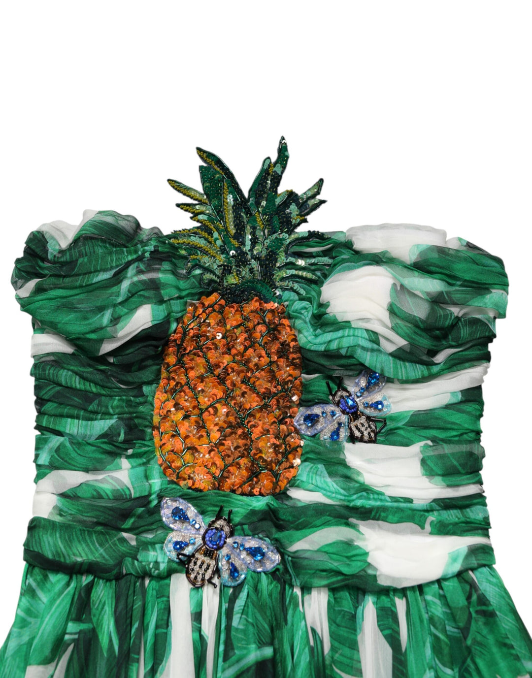 green banana leaf dress Green Maxi Dress with Banana Leaf Print and Waist-Cut Design  Moonstruck