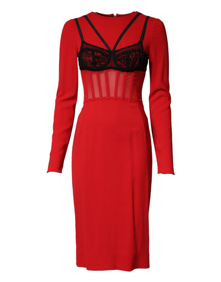 Dolce &amp; Gabbana Sample Sale Dolce &amp; Gabbana Black Red Contrasting Bra Cady Midi Dress - | Designer outlet