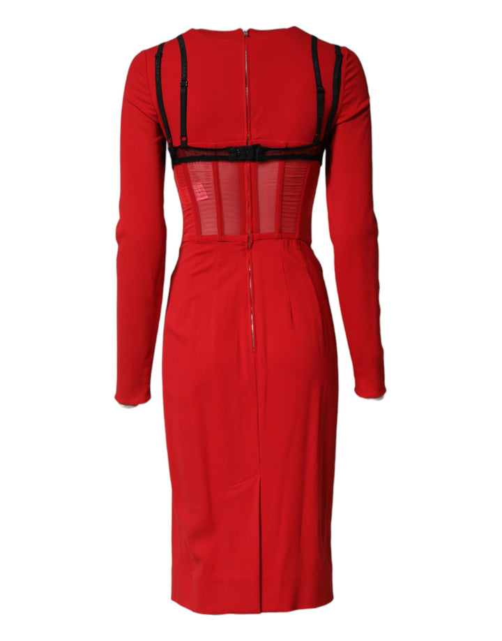 Dolce &amp; Gabbana Sample Sale Dolce &amp; Gabbana Black Red Contrasting Bra Cady Midi Dress - | Designer outlet
