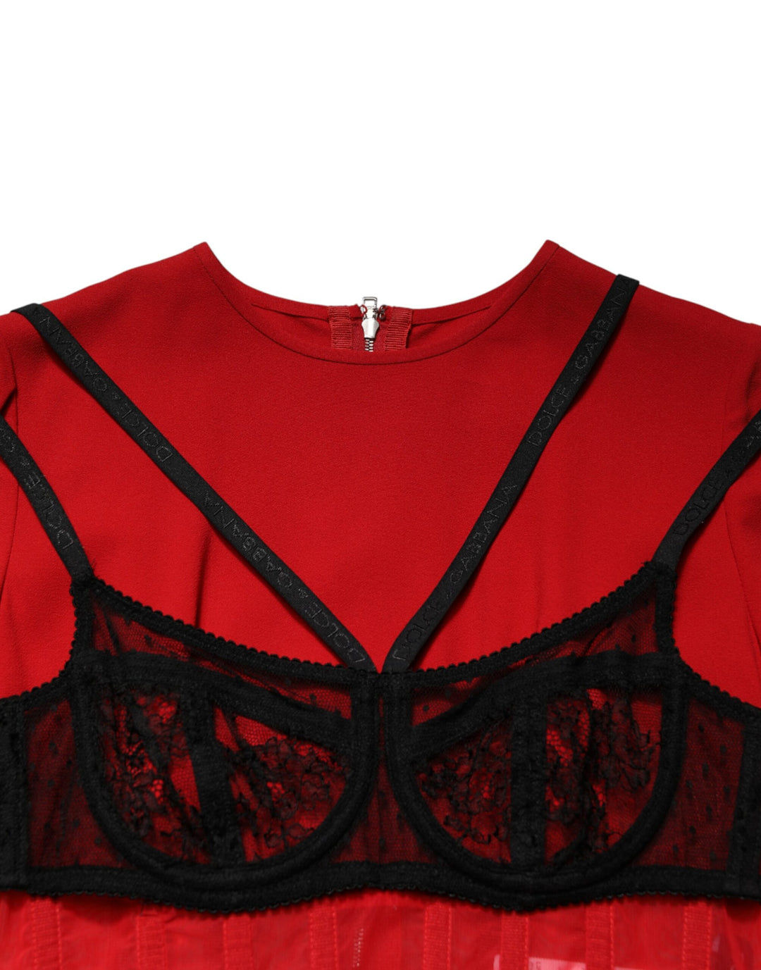 Dolce &amp; Gabbana Sample Sale Dolce &amp; Gabbana Black Red Contrasting Bra Cady Midi Dress - | Designer outlet