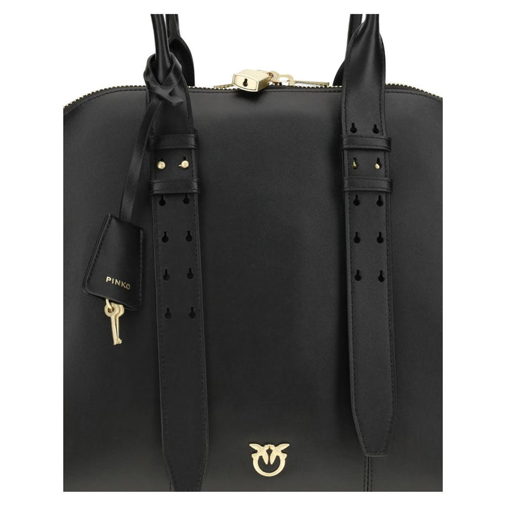 PINKO Black Calf Leather Bos Taurus Shoulder Bag