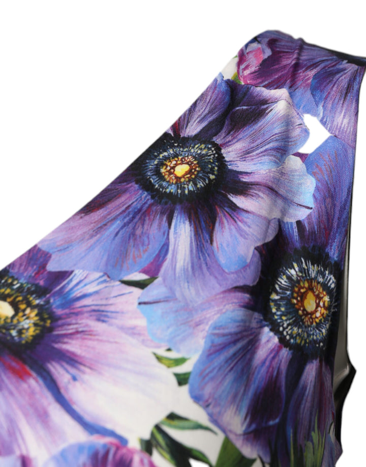 Dolce &amp; Gabbana Purple Anemone Print Pleated Midi Dress by Dolce &amp; Gabbana outlet now on sale