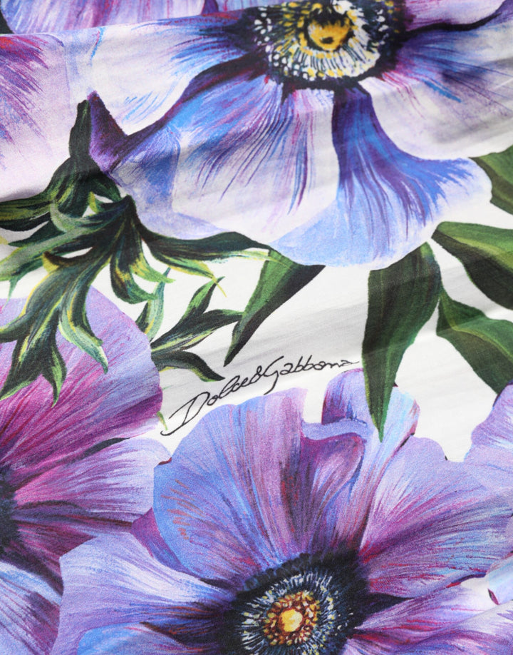 Dolce &amp; Gabbana Purple Anemone Print Pleated Midi Dress by Dolce &amp; Gabbana outlet now on sale