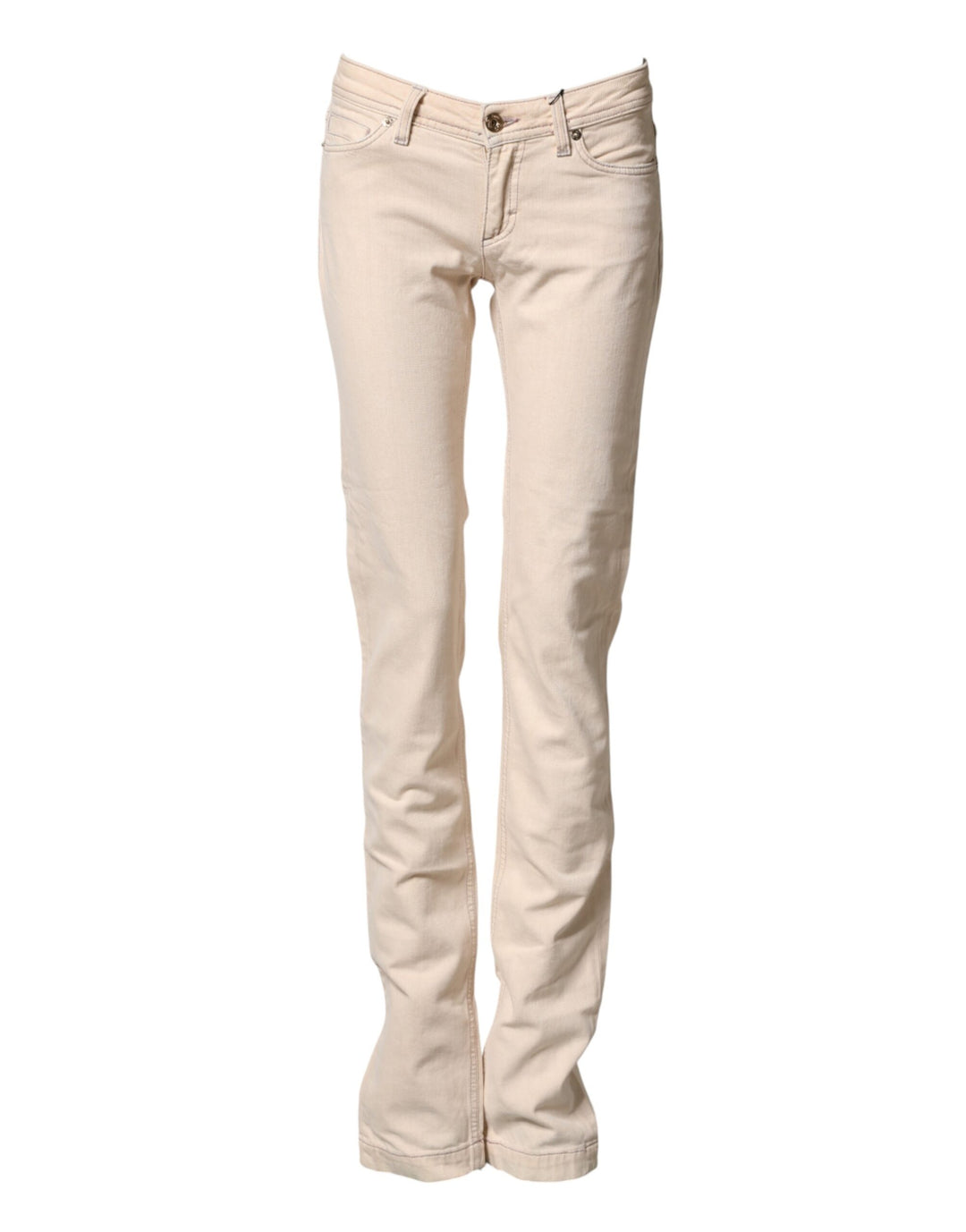 Dolce & Gabbana Beige Low Waist Cotton Slim Fit Denim Trousers Jeans by Dolce & Gabbana outlet now on sale