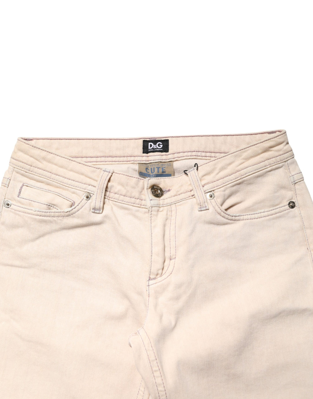 Dolce & Gabbana Beige Low Waist Cotton Slim Fit Denim Trousers Jeans by Dolce & Gabbana outlet now on sale