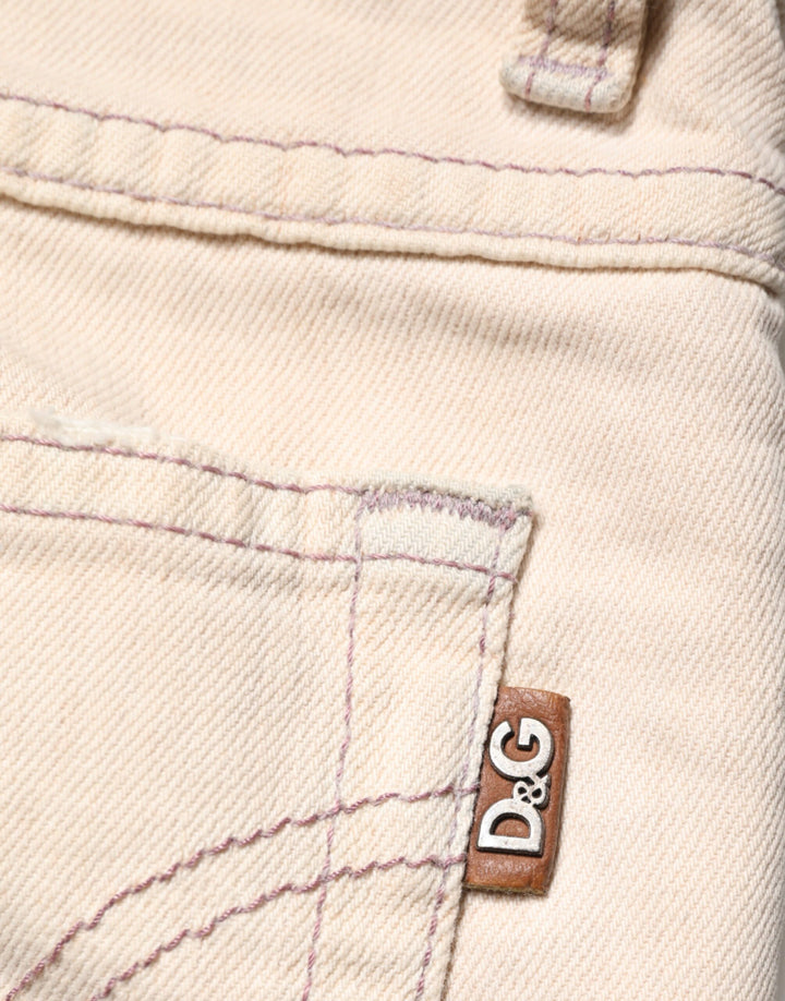 Dolce & Gabbana Beige Low Waist Cotton Slim Fit Denim Trousers Jeans by Dolce & Gabbana outlet now on sale
