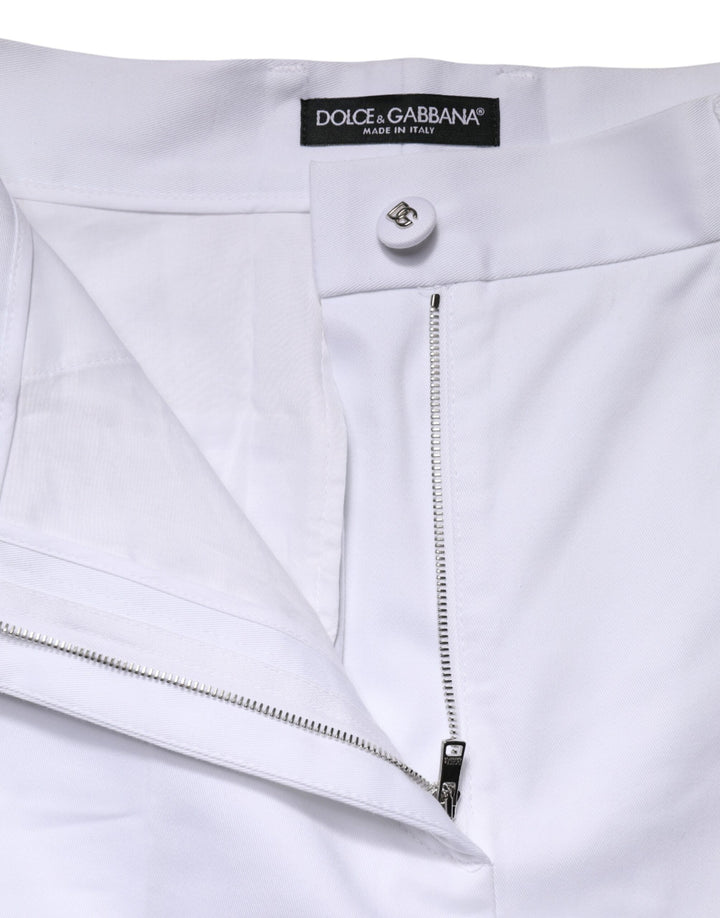 Dolce &amp; Gabbana Sample Sale Dolce &amp; Gabbana White Cotton High Waist WideLeg Cropped Pants - | Designer outlet