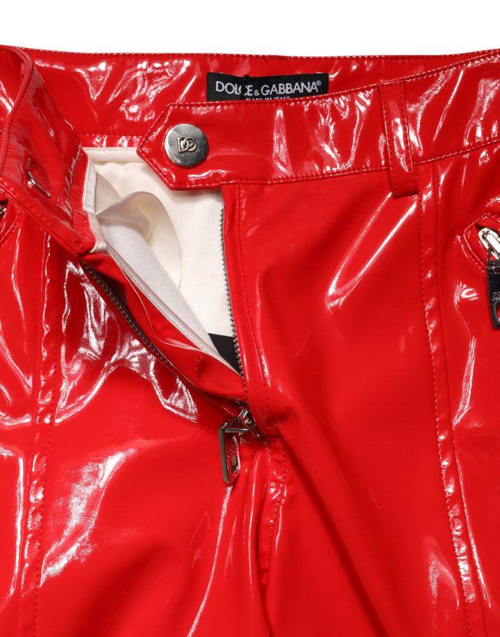 Dolce &amp; Gabbana Sample Sale Dolce &amp; Gabbana Red Glossy Polyester Cargo Boot Cut Pants - | Designer outlet