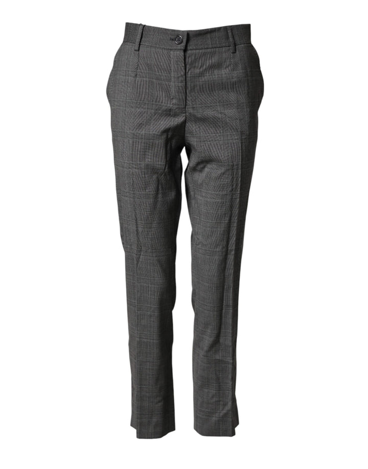 Dolce &amp; Gabbana Sample Sale Dolce &amp; Gabbana Dark Gray Check Tartan VirginWool Dress Pants - | Designer outlet