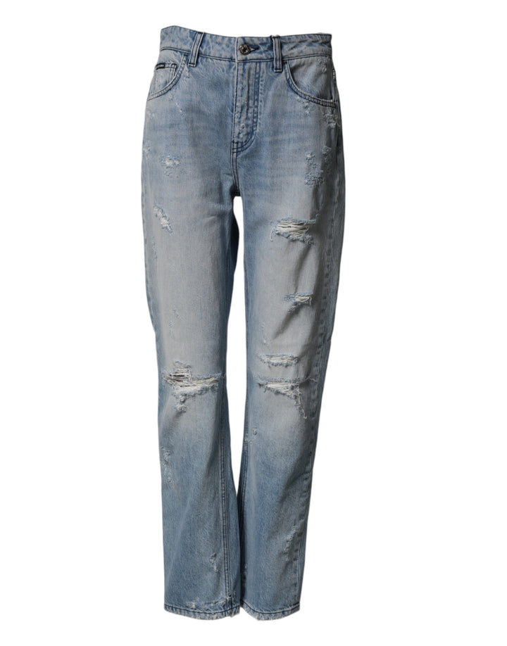 Dolce & Gabbana LightBlue Ripped Washed BOYFRIEND Denim Jeans by Dolce & Gabbana outlet now on sale