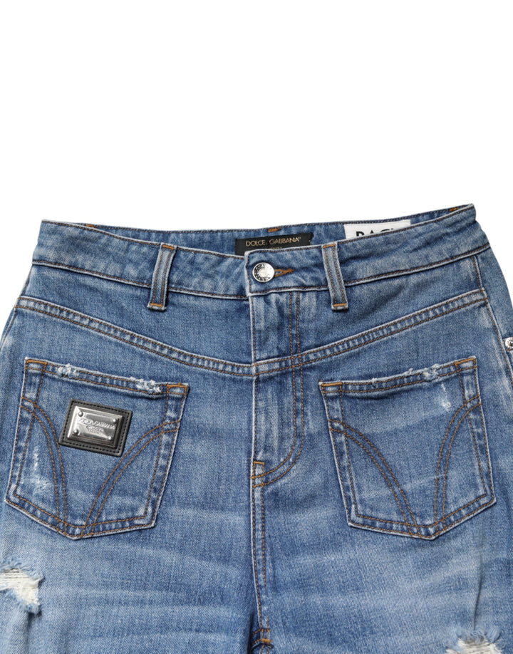 Dolce & Gabbana Blue Distressed Washed Cotton Denim Jeans by Dolce & Gabbana outlet now on sale