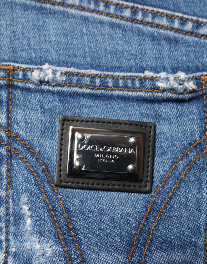 Dolce & Gabbana Blue Distressed Washed Cotton Denim Jeans by Dolce & Gabbana outlet now on sale