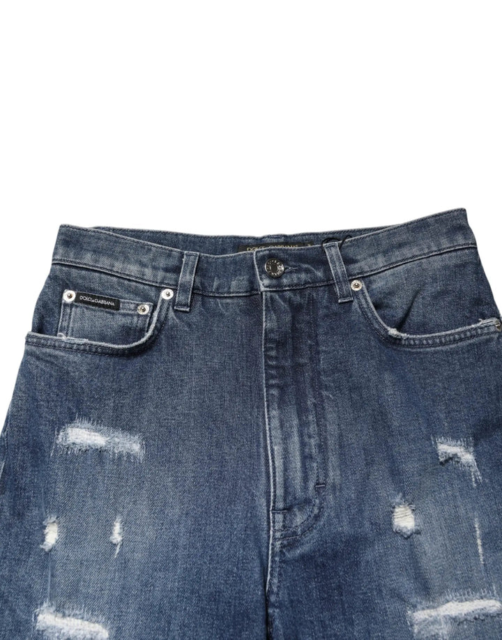 Dolce &amp; Gabbana Sample Sale | Dolce &amp; Gabbana Blue Distressed Washed Logo GRACE Denim Jeans - | Designer outlet