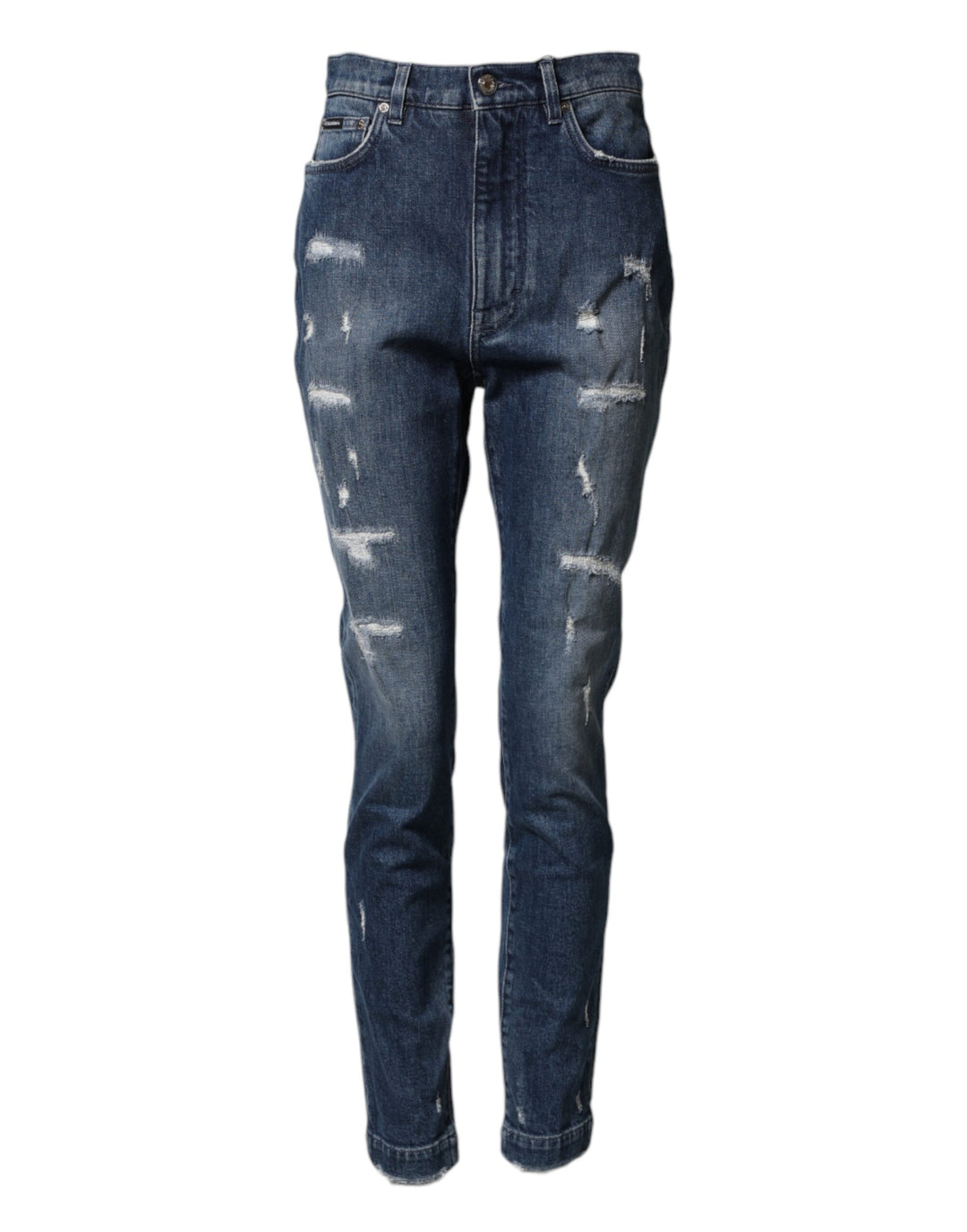 Dolce & Gabbana Blue Distressed Washed Logo GRACE Denim Jeans by Dolce & Gabbana outlet now on sale